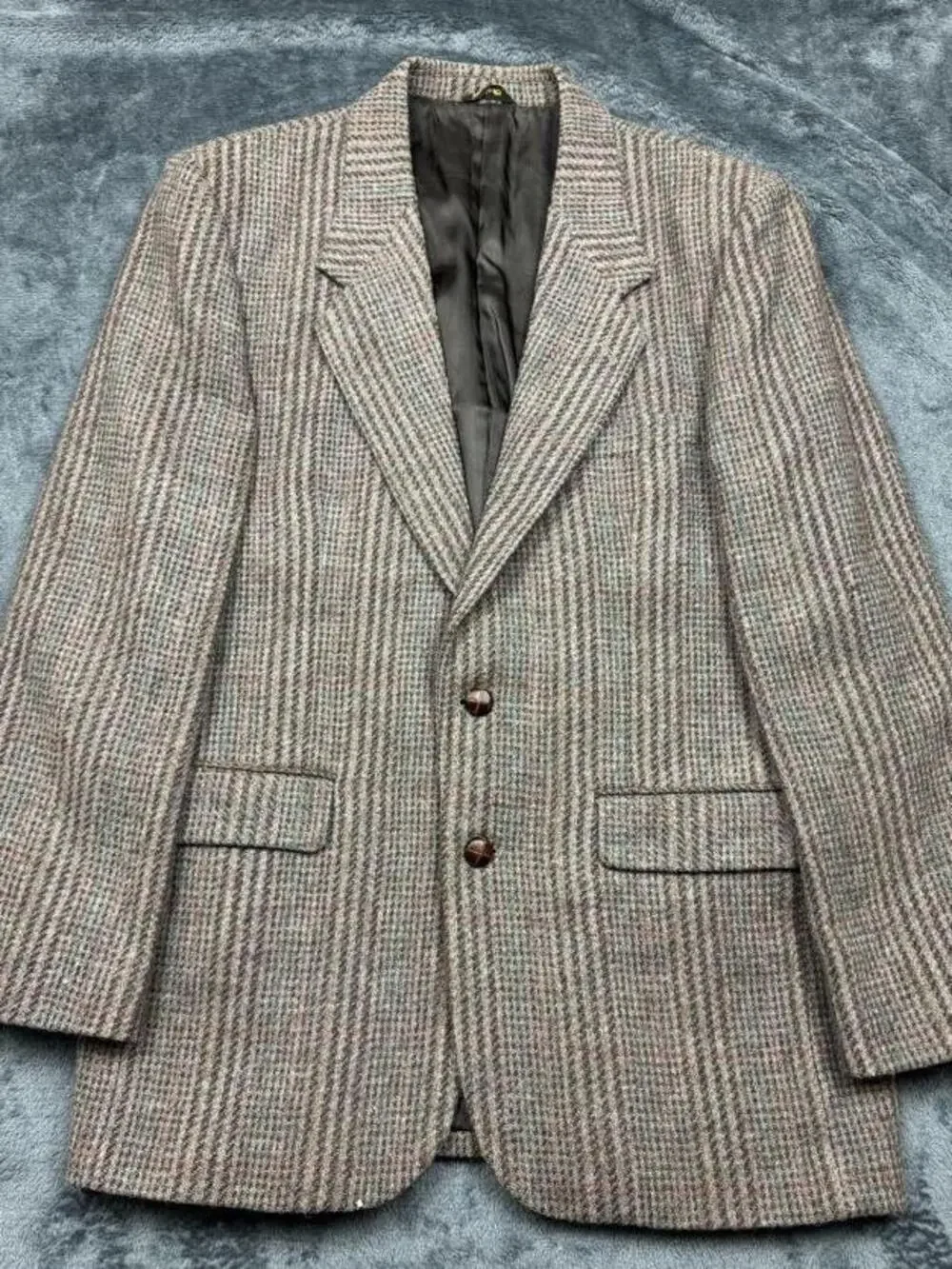 Oakton Ltd. Blazer Mens 42 Brown Wool Tweed Plaid Sport Coat 2 Button Jacket